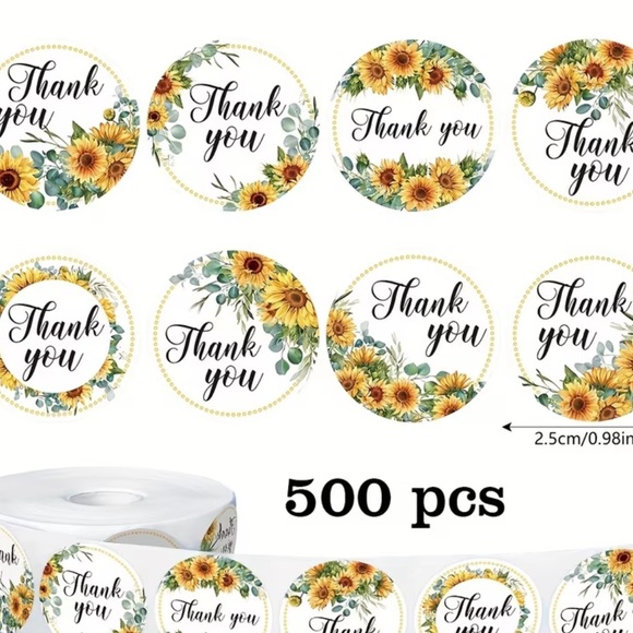 Other - New Sunflower Thank You Stickers - 500 pcs